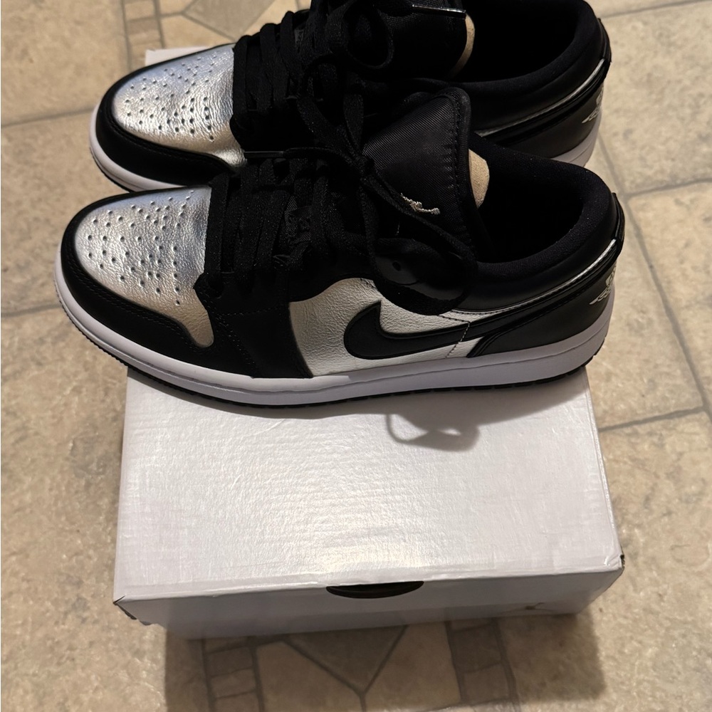Nike Air Jordan Low SE in Black and Metallic Silver - Picture 2 of 7